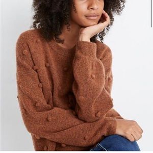 Madewell Brown Brockton Bobble Cropped Merino Wool Coziest Yarn Knit Sweater L